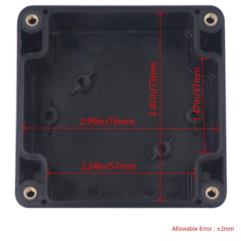 Raculety 2 Pack Project Box IP65 Waterproof Junction Box ABS Plastic Black Electrical Boxes DIY Electronic Project Case Power Enclosure 3.27"x3.19"x2.2"(83x81x56mm) - Image 3